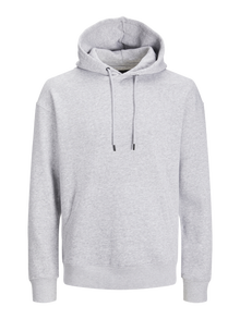 Jack & Jones Plain Hoodie -Light Grey Melange - 12208157