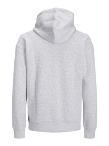 Jack & Jones Plain Hoodie -Light Grey Melange - 12208157