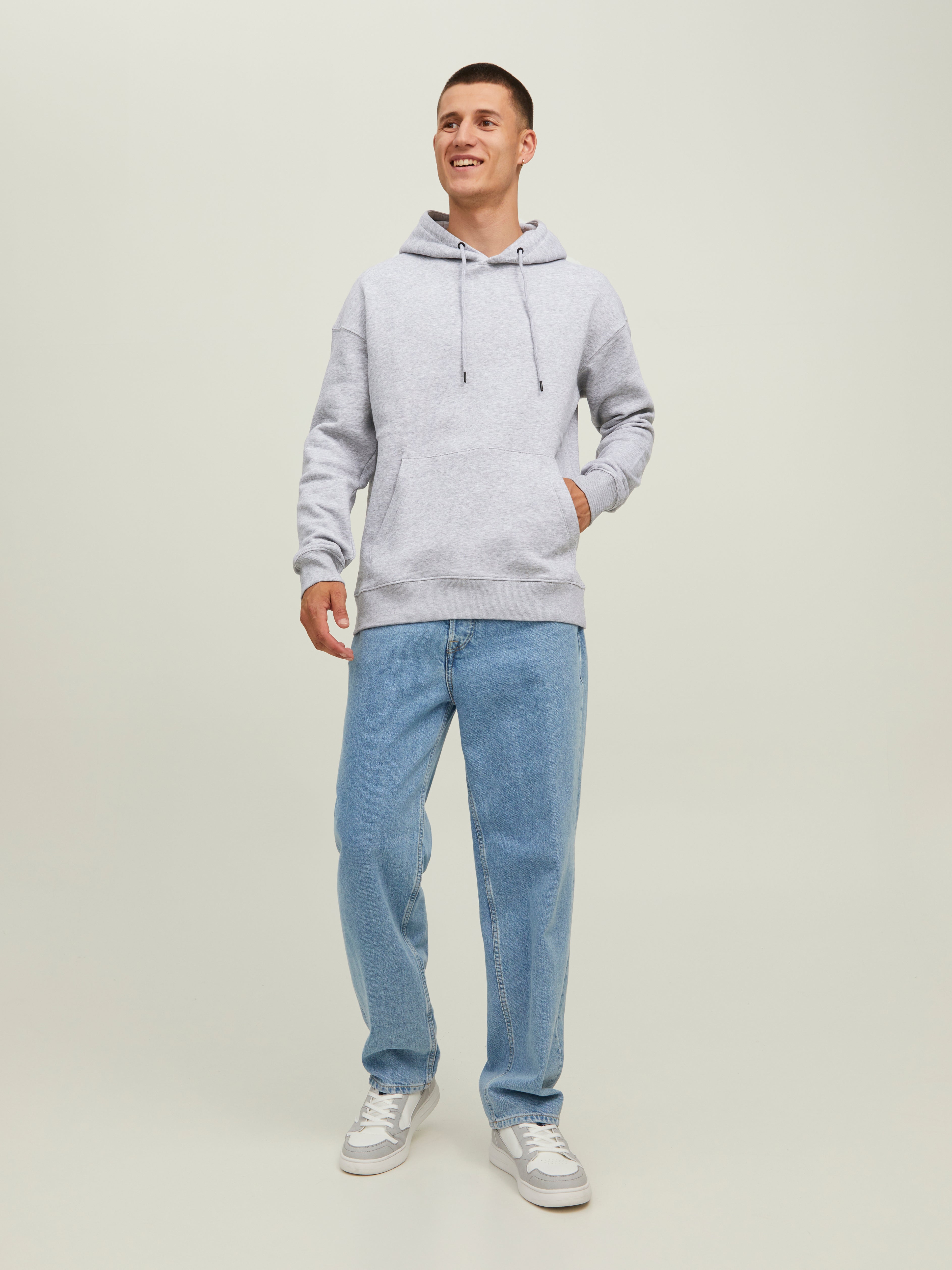 JACK & JONES Cardigan Sweater Light Grau Melange XL Kapuzenpullover - Black XL - Sweat à Capuche Confortable