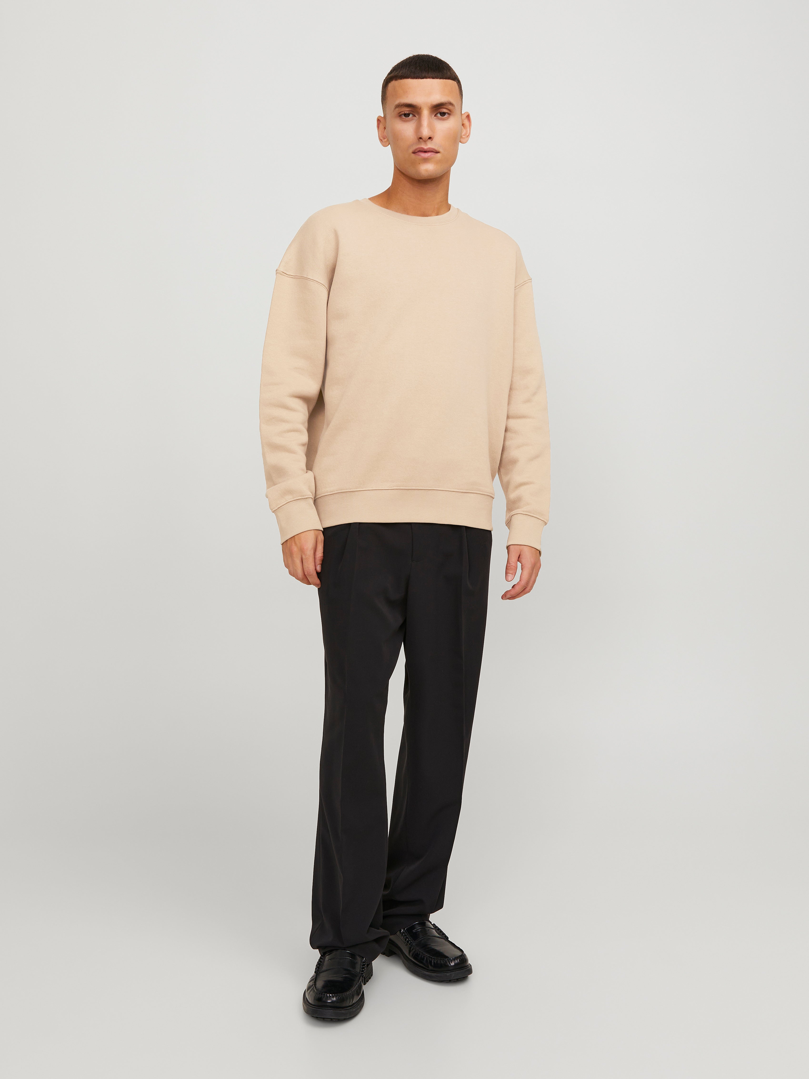 Einfarbig Sweatshirt mit Rundhals | Beige | Jack & Jones®