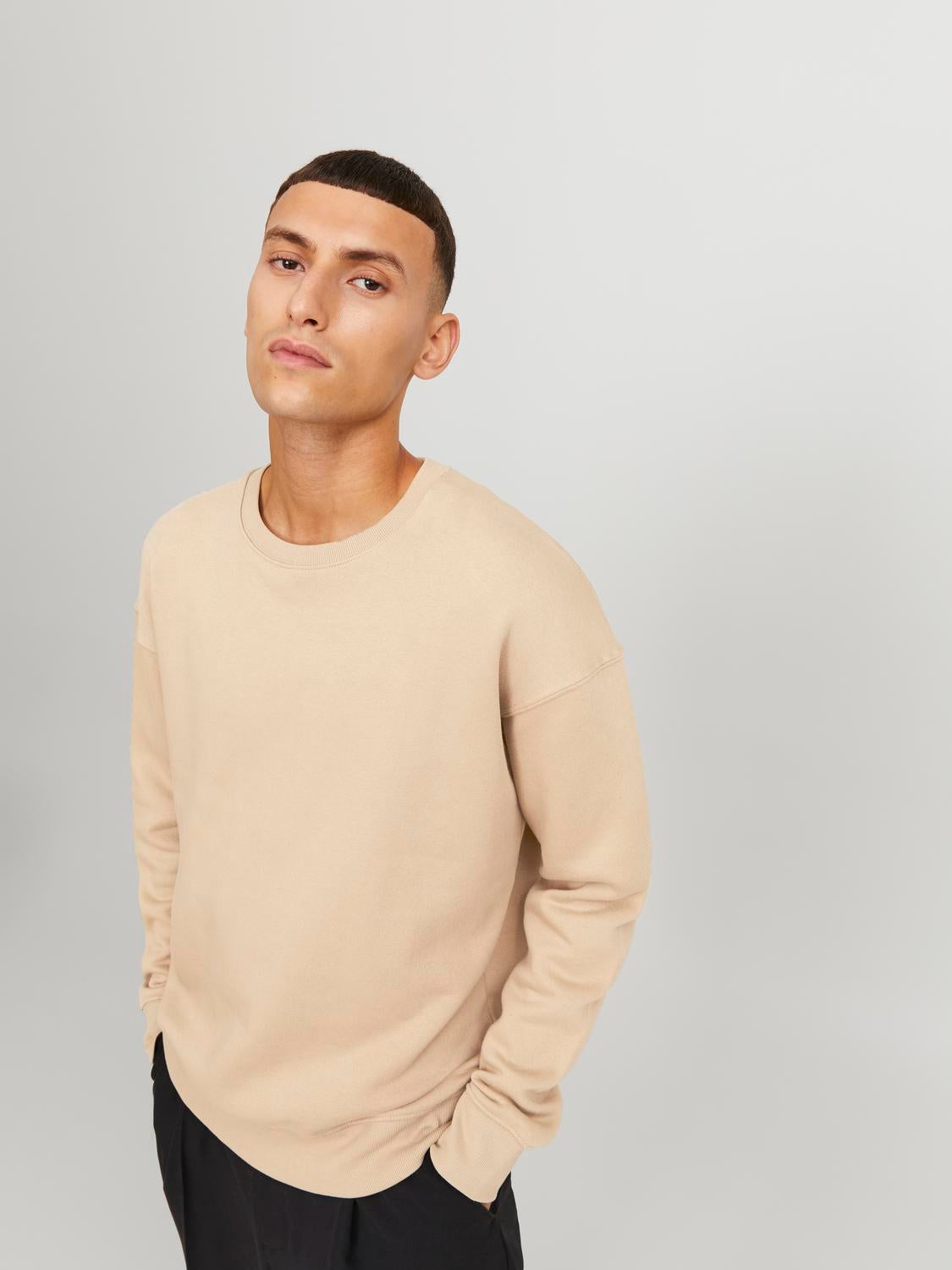 Beige crew neck sweatshirt sale