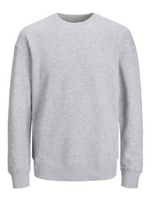 Jack & Jones Enfärgat Crewneck tröja -Light Grey Melange - 12208182