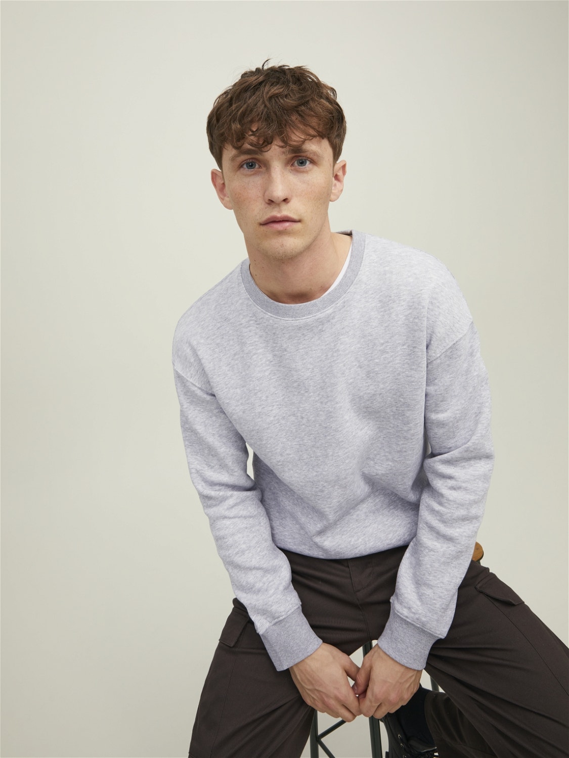 Jack & Jones Plain Sweatshirt -Light Grey Melange - 12208182