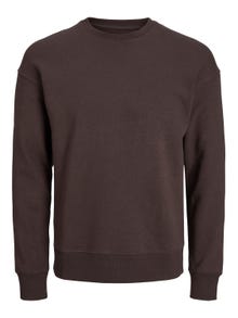 Jack & Jones Ensfarvet Sweatshirt med rund hals -Seal Brown - 12208182
