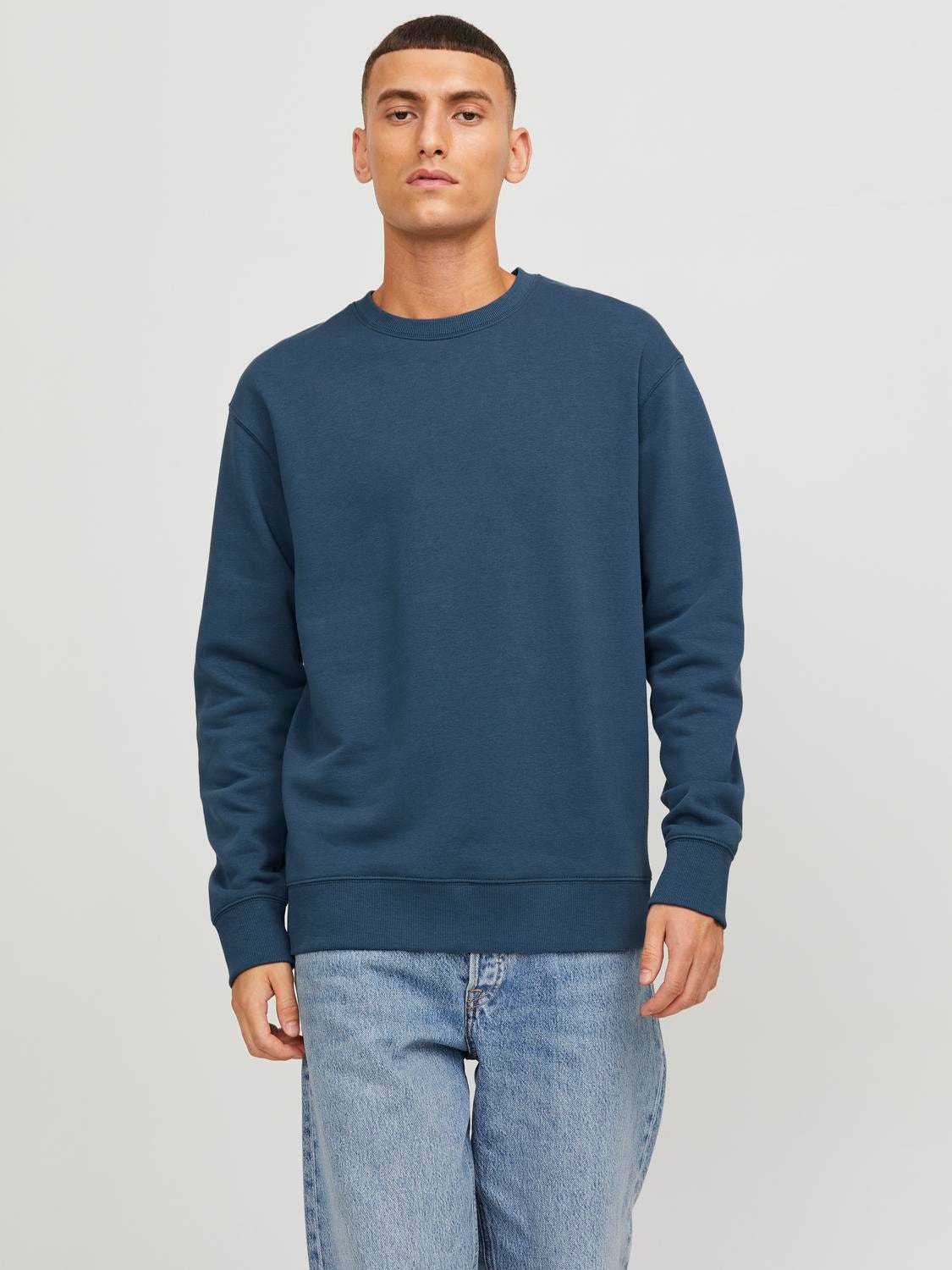 Jack & Jones Ensfarvet Sweatshirt med rund hals -Ensign Blue - 12208182
