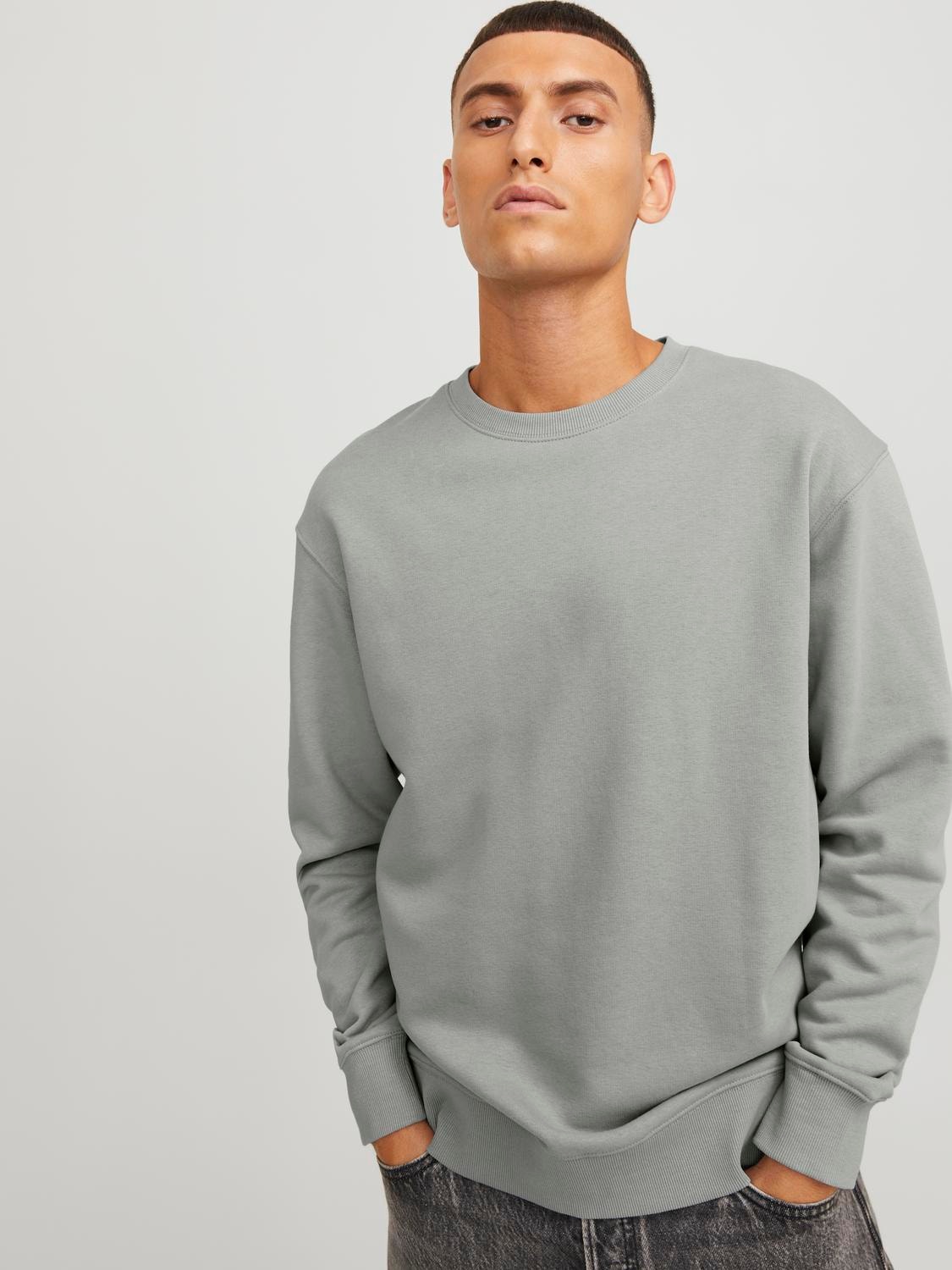Jack & Jones Plain Crewn Neck Sweatshirt -Ultimate Grey - 12208182