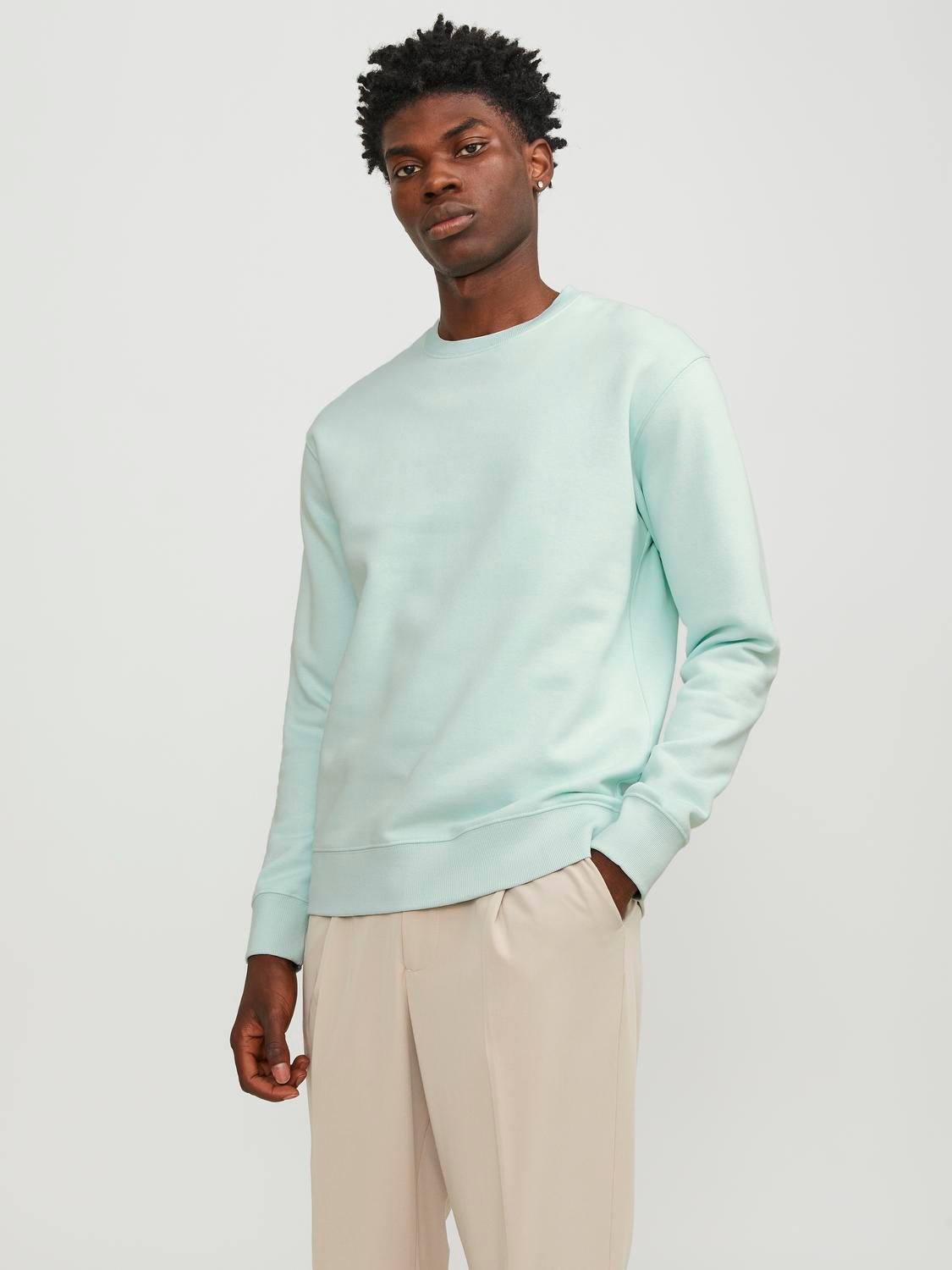 Plain Crew neck Sweatshirt Light Blue Jack Jones