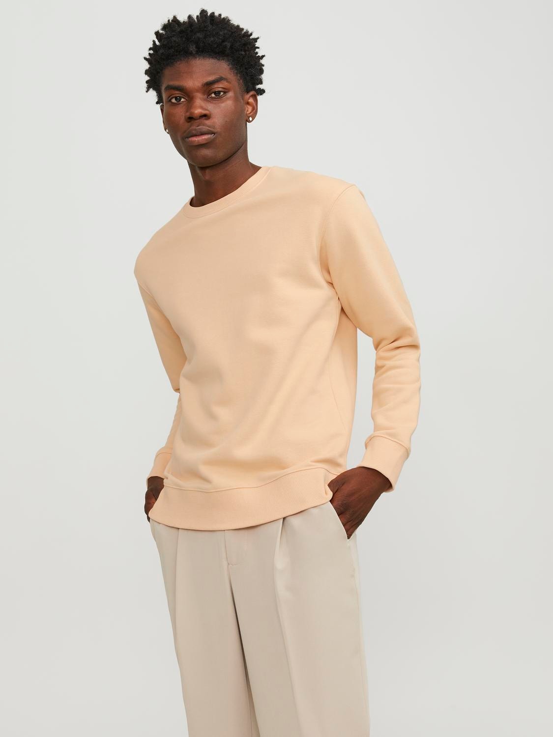 Jack & Jones Plain Sweatshirt -Apricot Ice  - 12208182