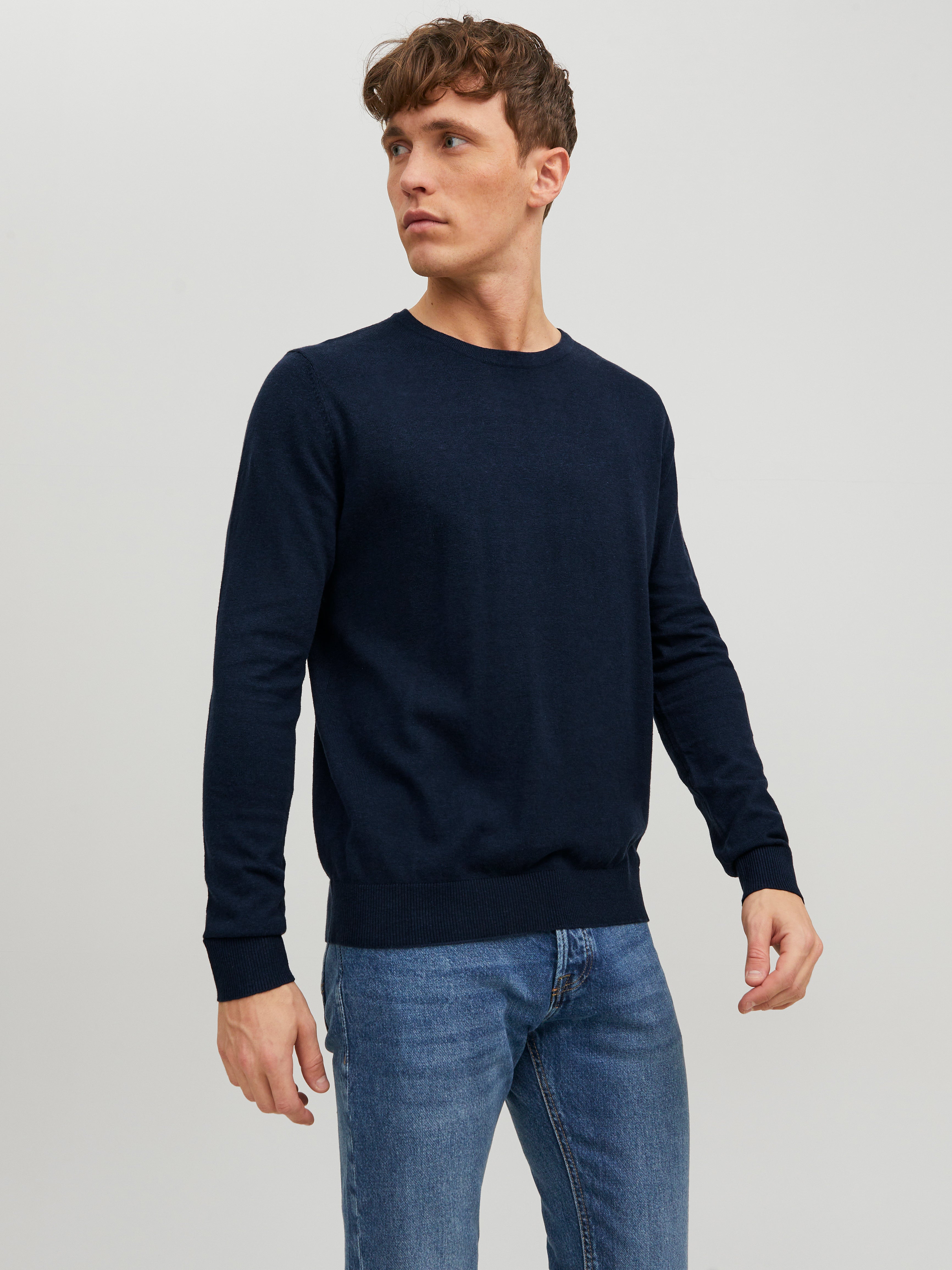 Einfarbig Strickpullover