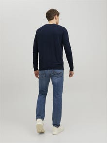 Jack & Jones Enfärgat Crewneck Stickad tröja -Navy Blazer - 12208364