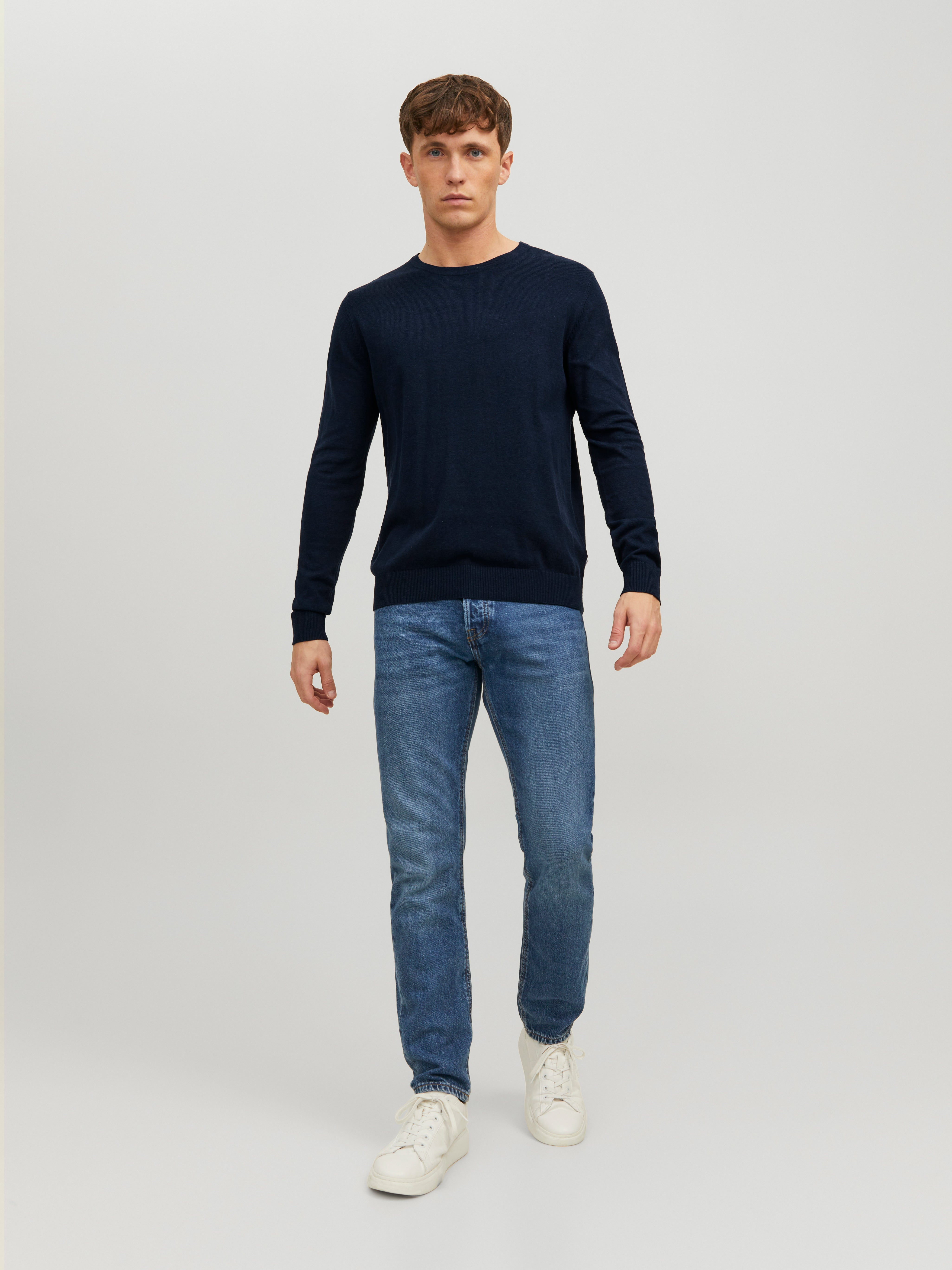 Einfarbig Strickpullover mit Rundhals | Dunkelblau | Jack & Jones®