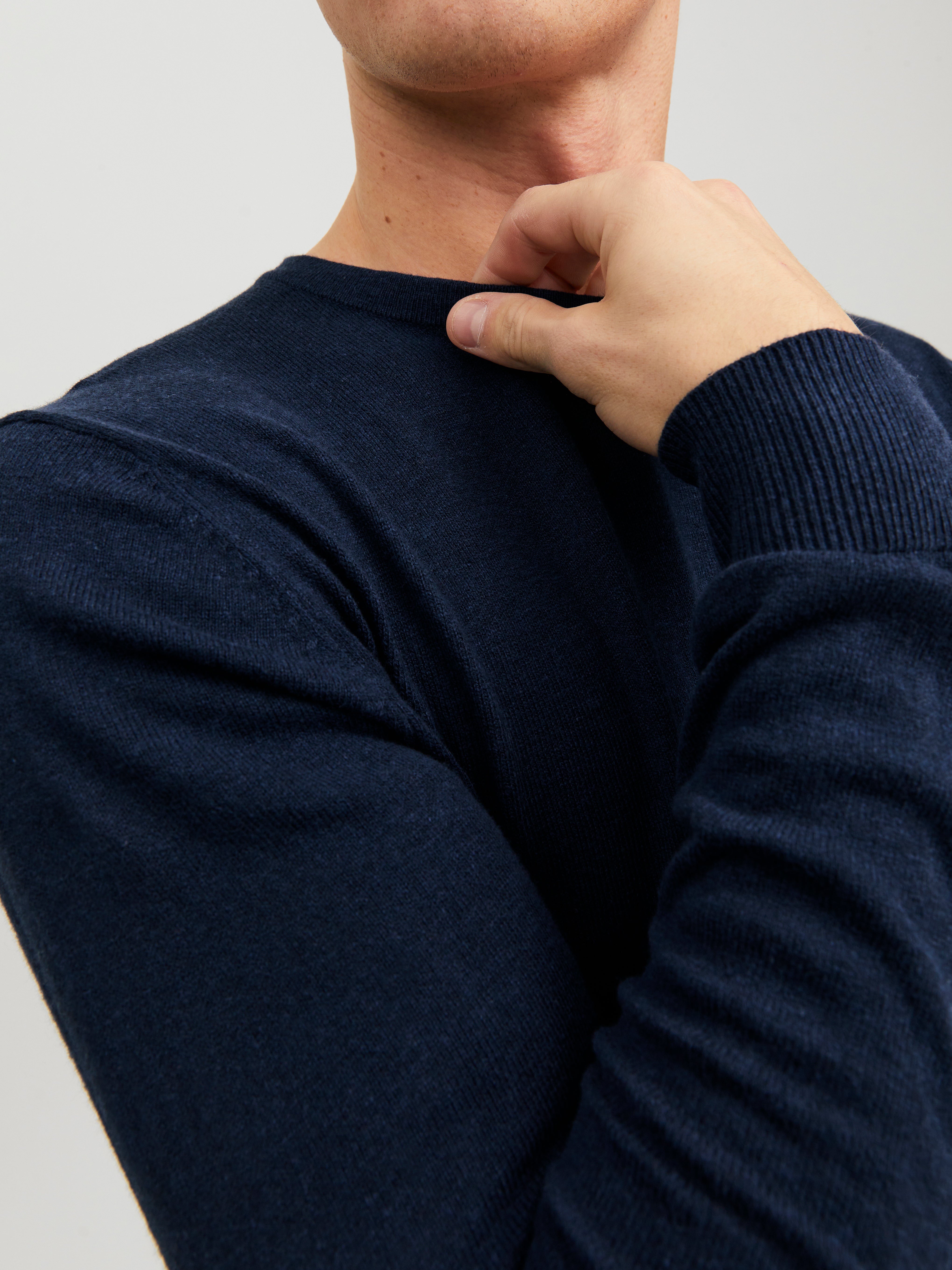 Einfarbig Strickpullover mit Rundhals | Dunkelblau | Jack & Jones®