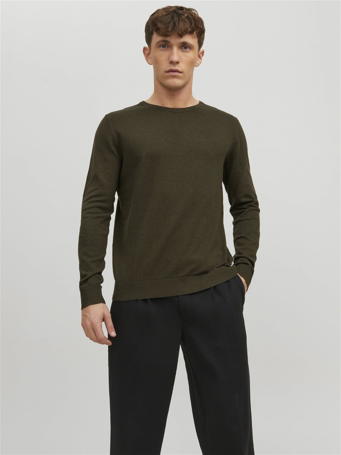 Einfarbig Strickpullover Dunkelgrun Jack Jones
