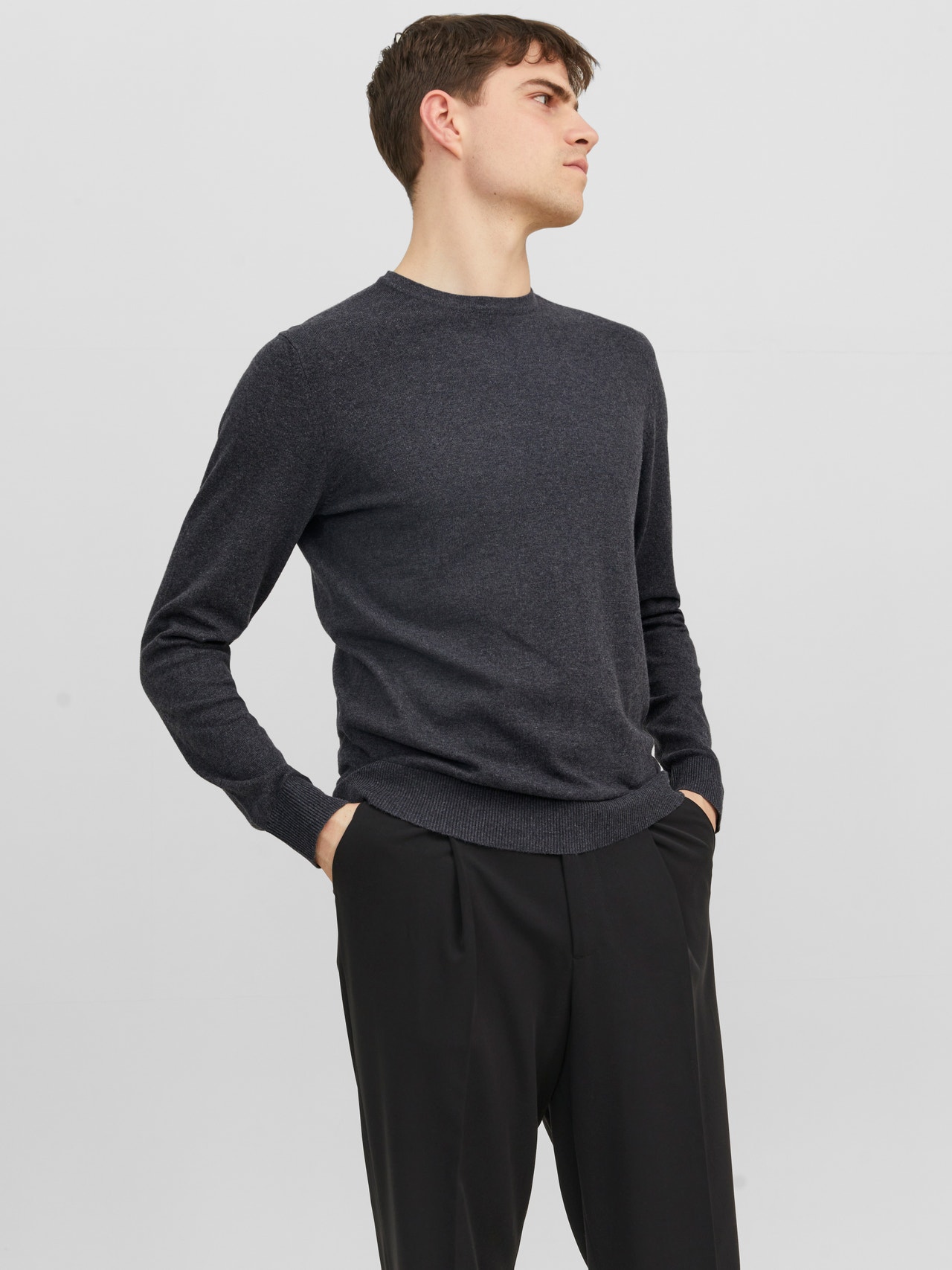 Jack & Jones crew neck jumper in burgundy Jack & Jones crew neck jumper in burgundy
