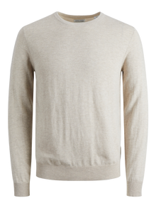 Jack & Jones Ensfarvet Striktrøje -Oatmeal - 12208364