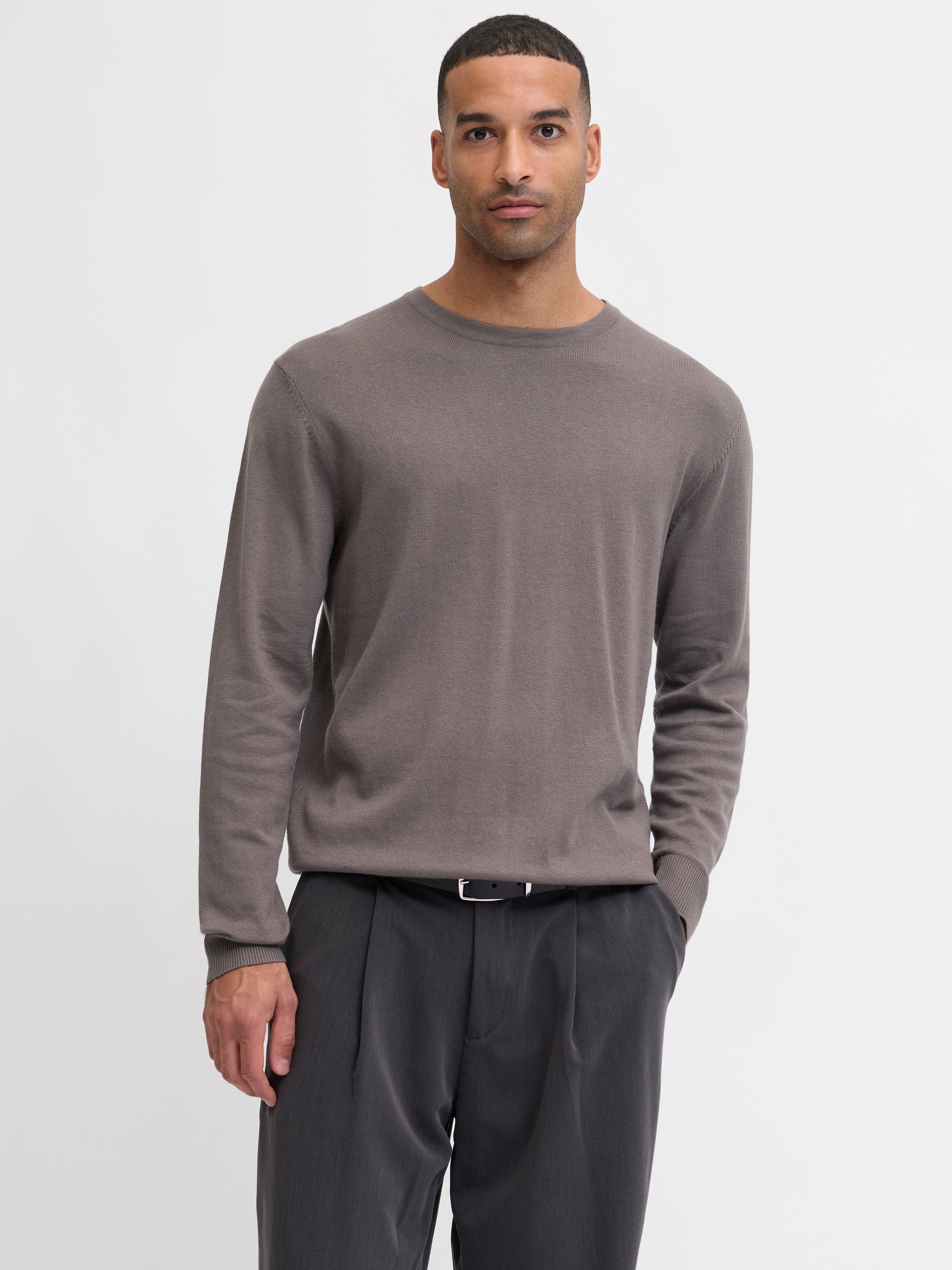 Einfarbig Strickpullover