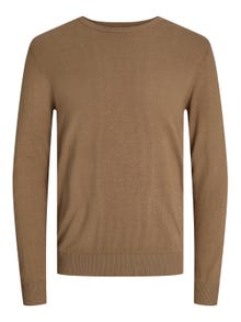 Jack & Jones Enfärgat Crewneck Stickad tröja -Otter - 12208364