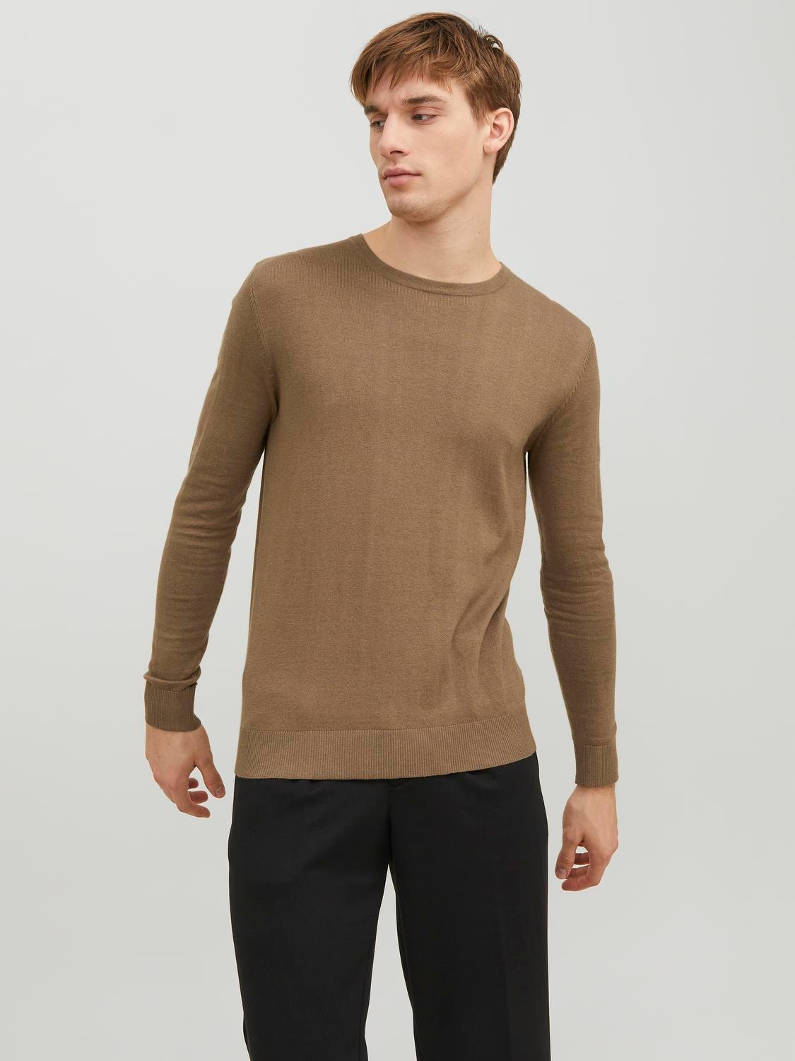 Jack & Jones Plain Crew Neck Jumper -Otter - 12208364