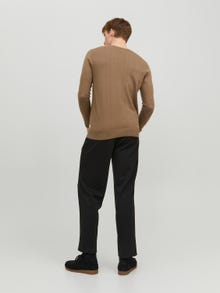 Jack & Jones Enfärgat Crewneck Stickad tröja -Otter - 12208364