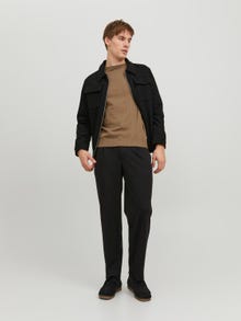 Jack & Jones Enfärgat Crewneck Stickad tröja -Otter - 12208364