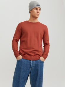 Jack & Jones Gładki Sweter z dzianiny z okrągłym dekoltem -Cinnabar - 12208364