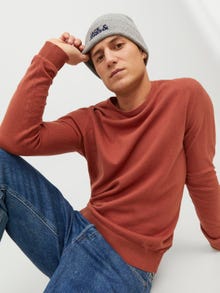 Jack & Jones Gładki Sweter z dzianiny z okrągłym dekoltem -Cinnabar - 12208364