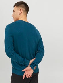 Jack & Jones Ensfarvet Striktrøje med rund hals -Sailor blue - 12208364