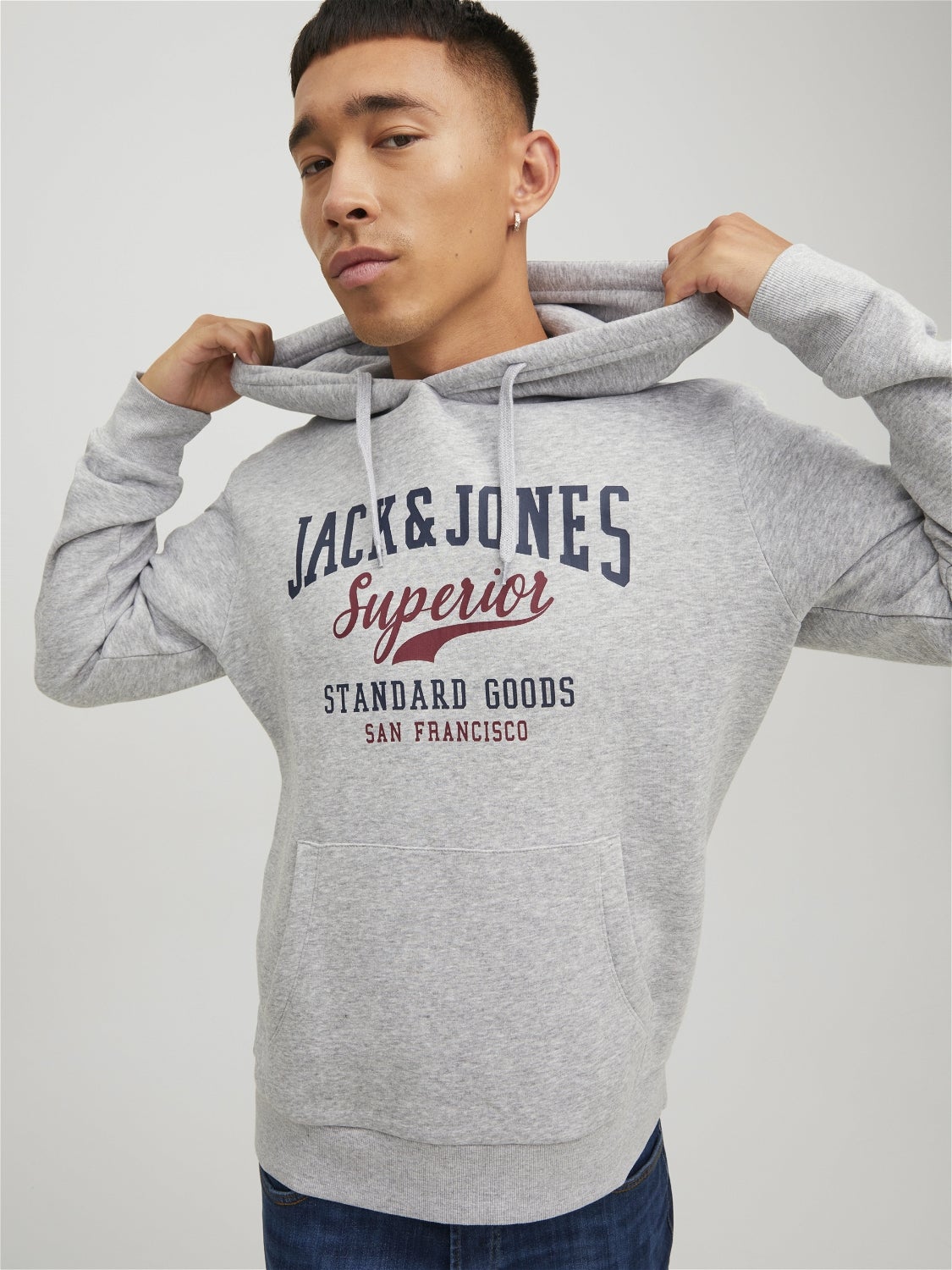 Sudadera Jack&Jones Junior Derek gris con capucha para n