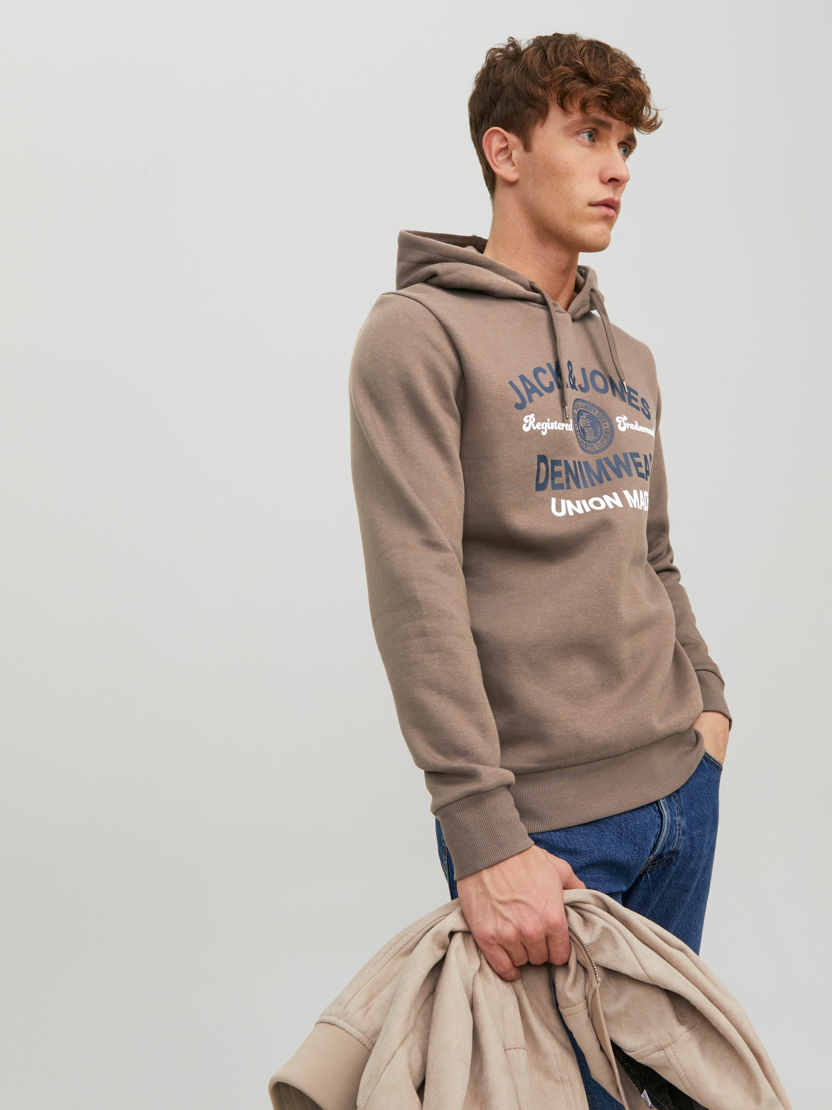 JACK & JONES Sweat à capuche Jeep MARRON XL