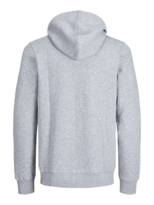 Jack & Jones Plain Zip Hoodie -Light Grey Melange - 12210830