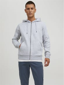 Jack & Jones Plain Zip hoodie -Light Grey Melange - 12210830
