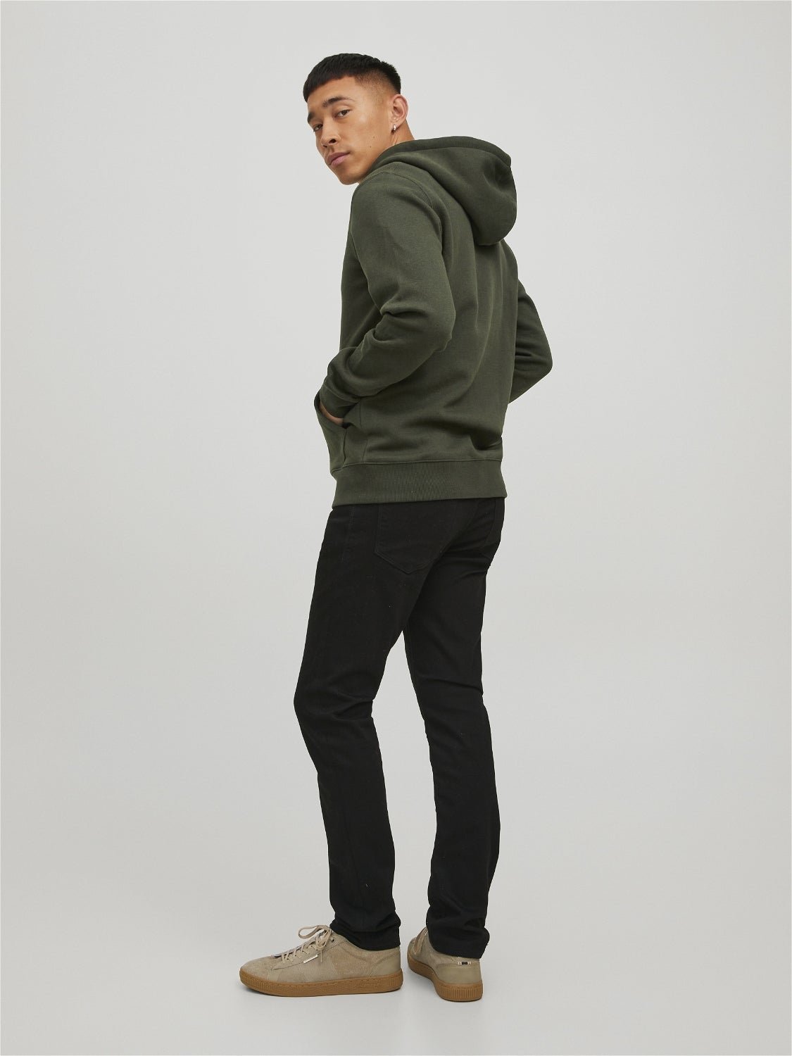 Plain Zip Hoodie, Dark Green