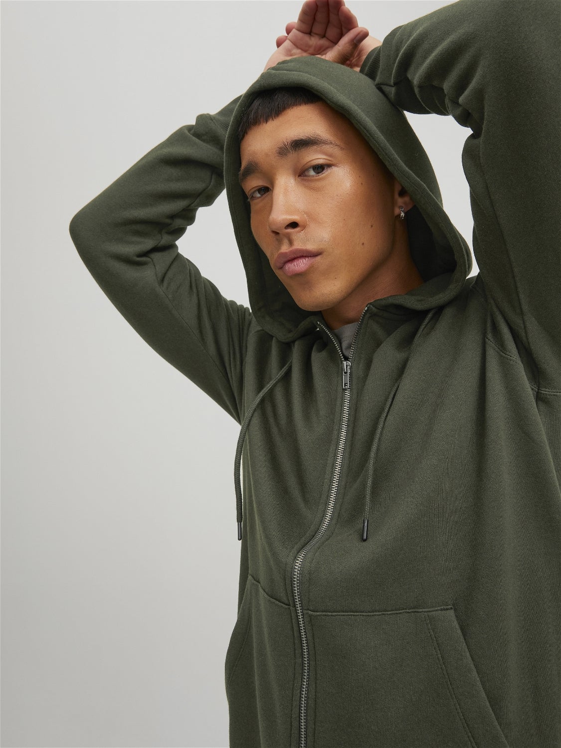 Olive green zipper on sale hoodie