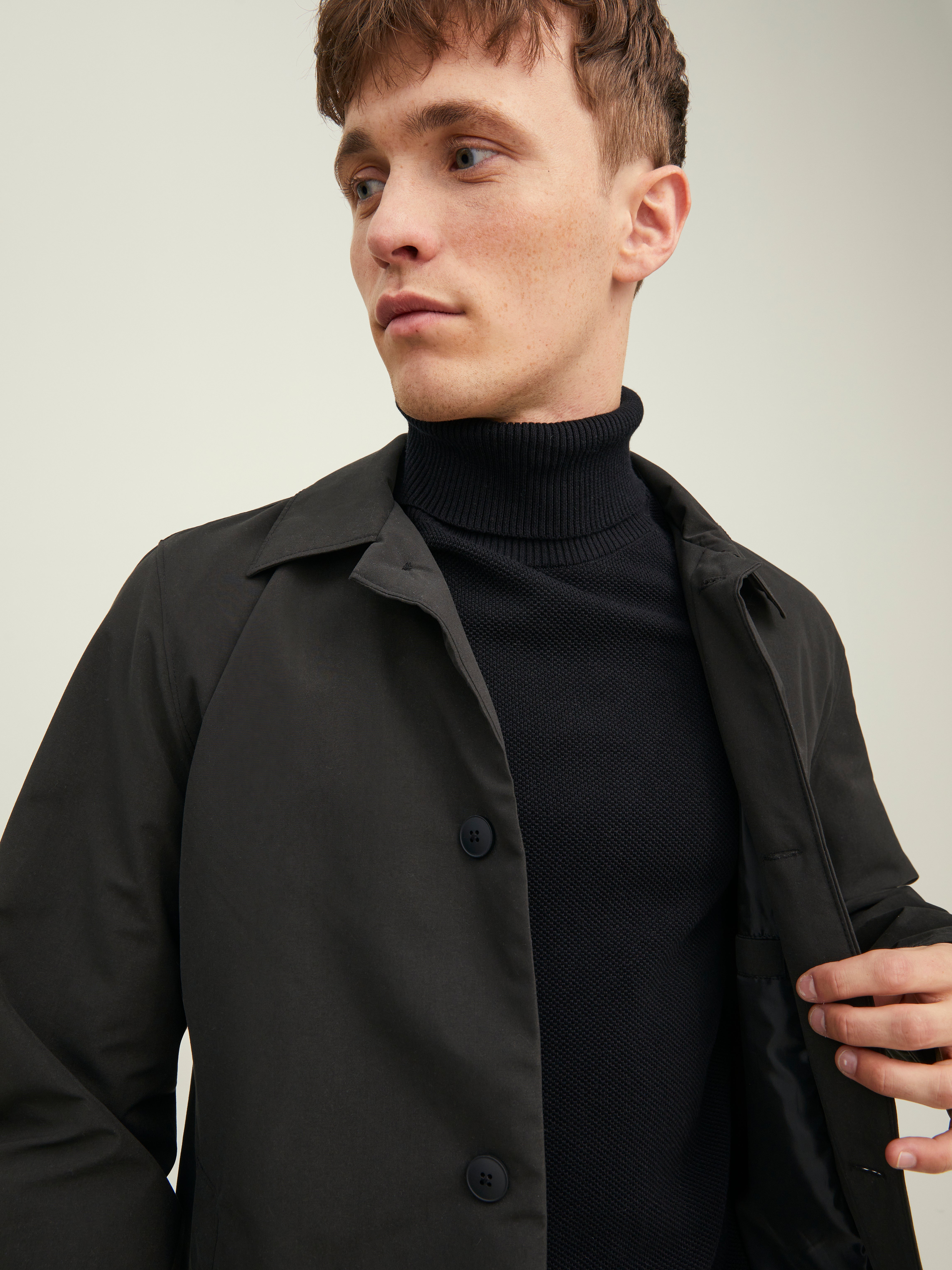 Jack & Jones oversized heavyweight turtle neck jumper in cream