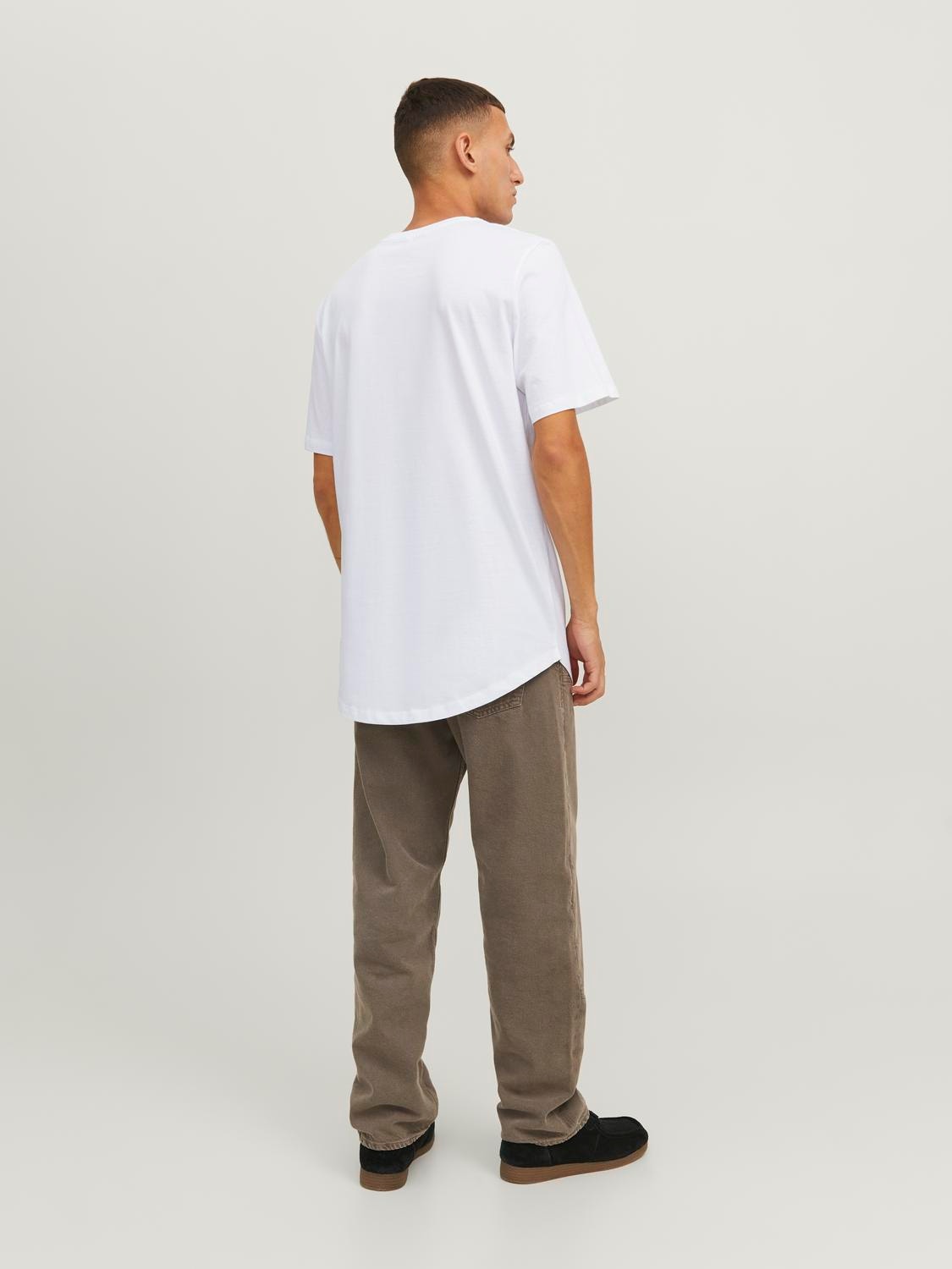 Jack & Jones Enfärgat Rundringning T-shirt -White - 12210945