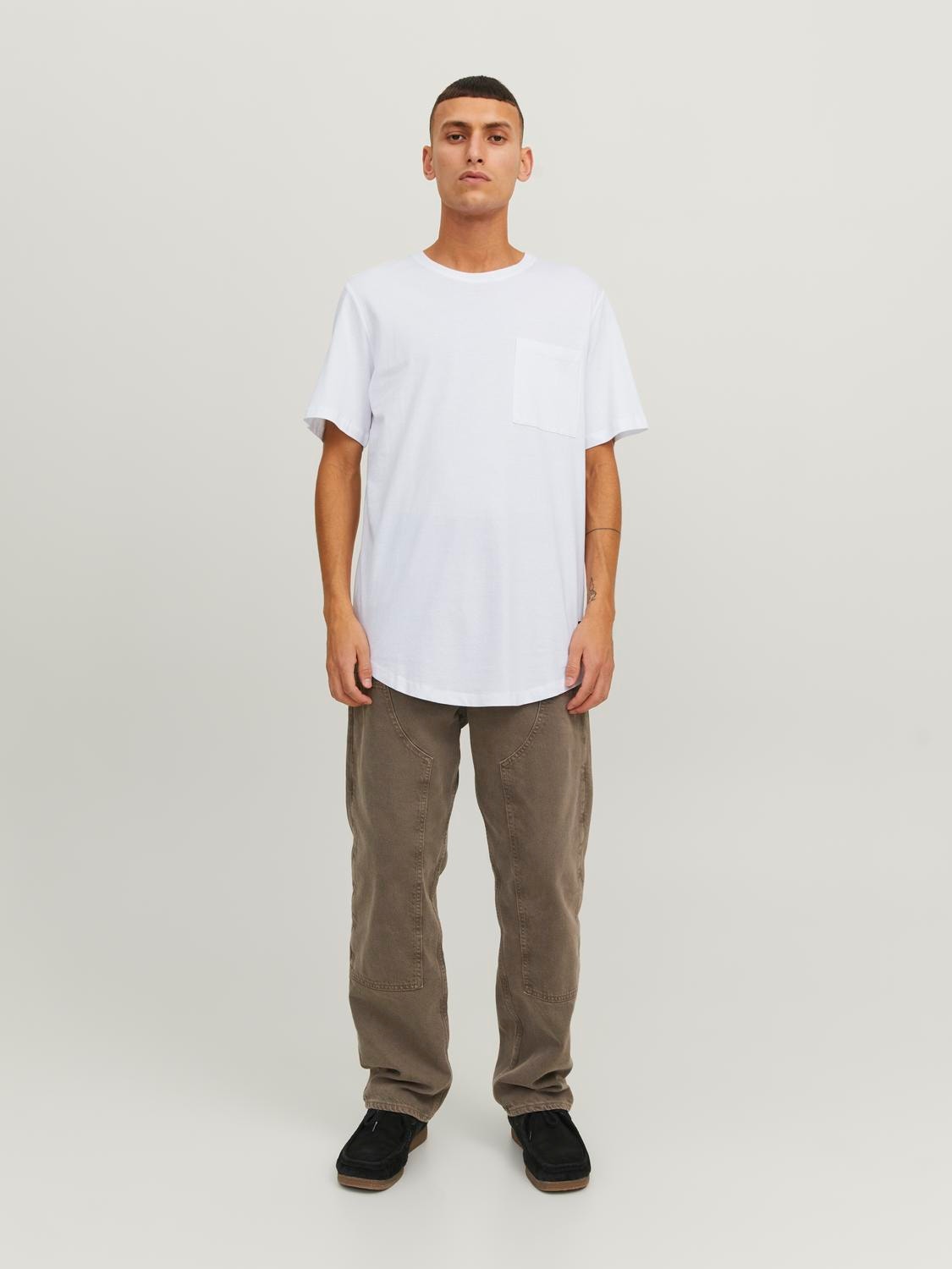 Jack & Jones Gładki Okrągły dekolt T-shirt -White - 12210945