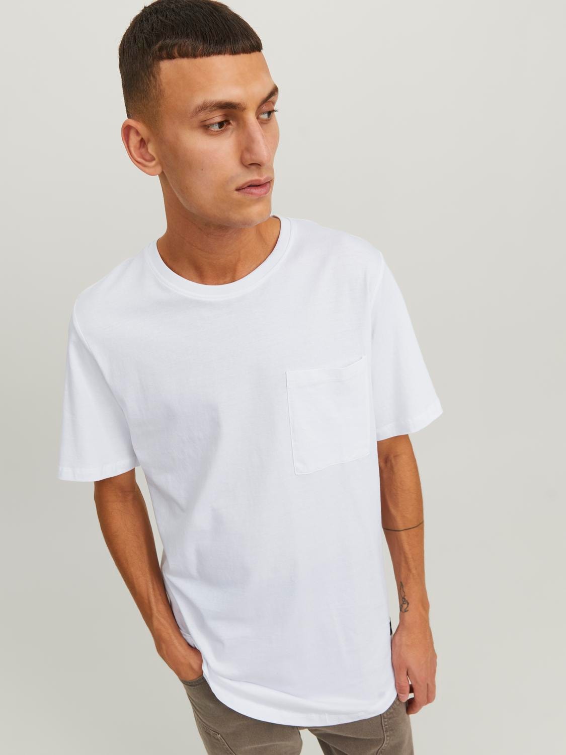 Jack & Jones Plain Crew neck T-shirt -White - 12210945
