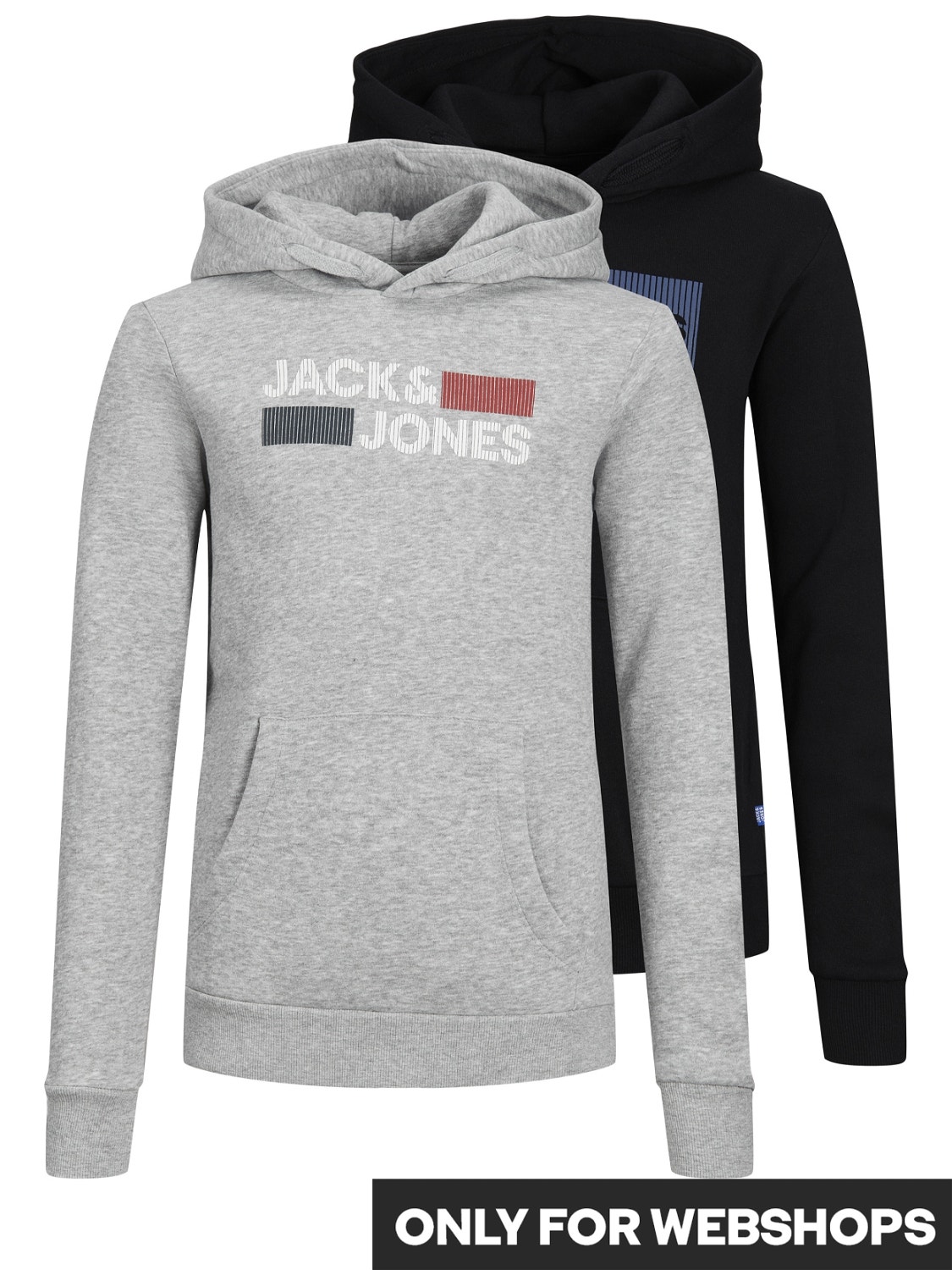 Jack & Jones 2-pakning Logo Hettegenser For gutter -Black - 12210980