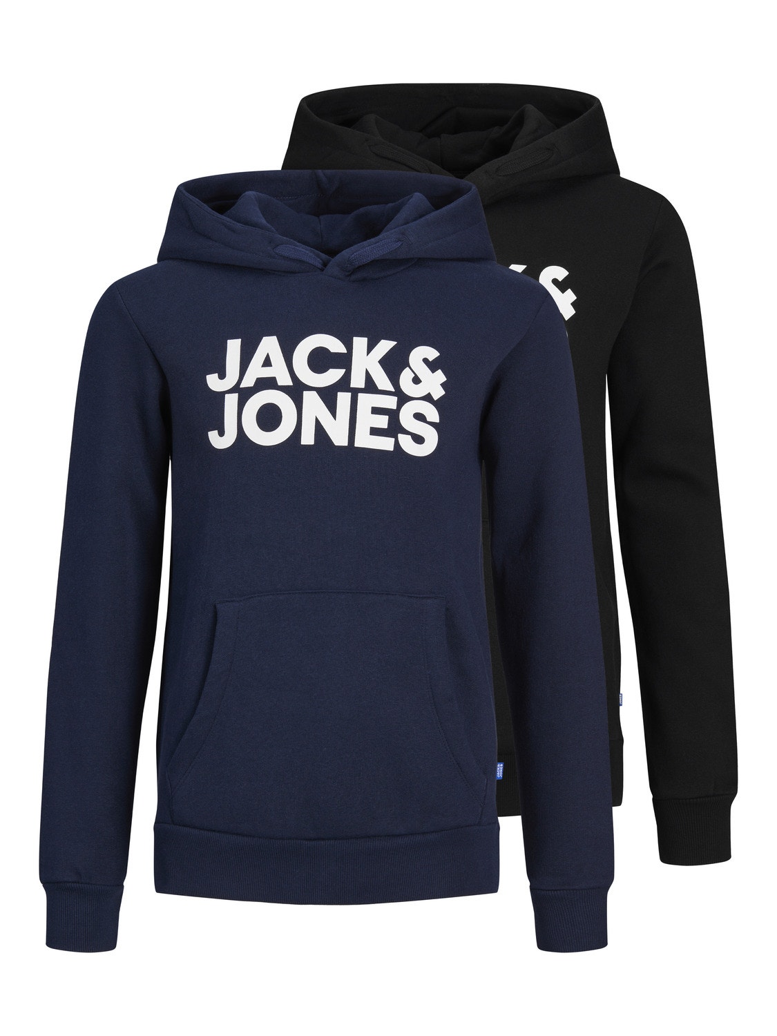 Jack & Jones 2-balení Logo Mikina s kapucí Junior -Black - 12210980