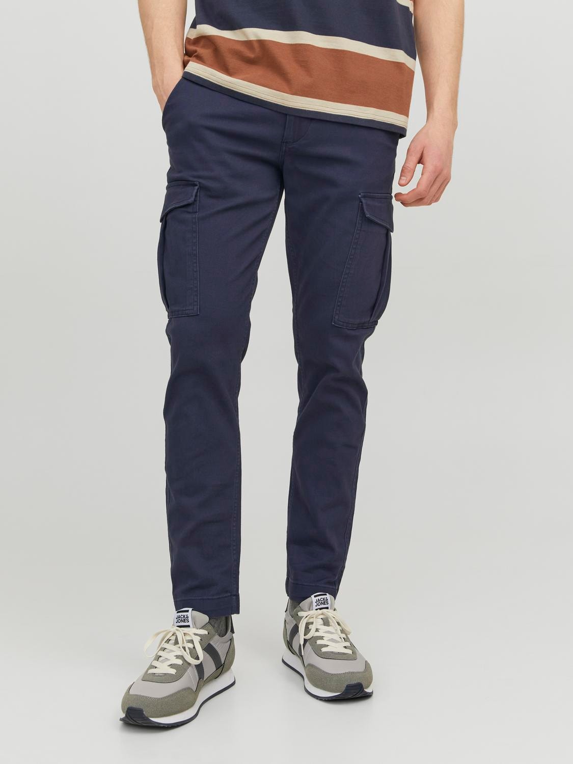 Men's Tapered Multi-pocket Cargo Trousers Slim Fit Slacks Harem