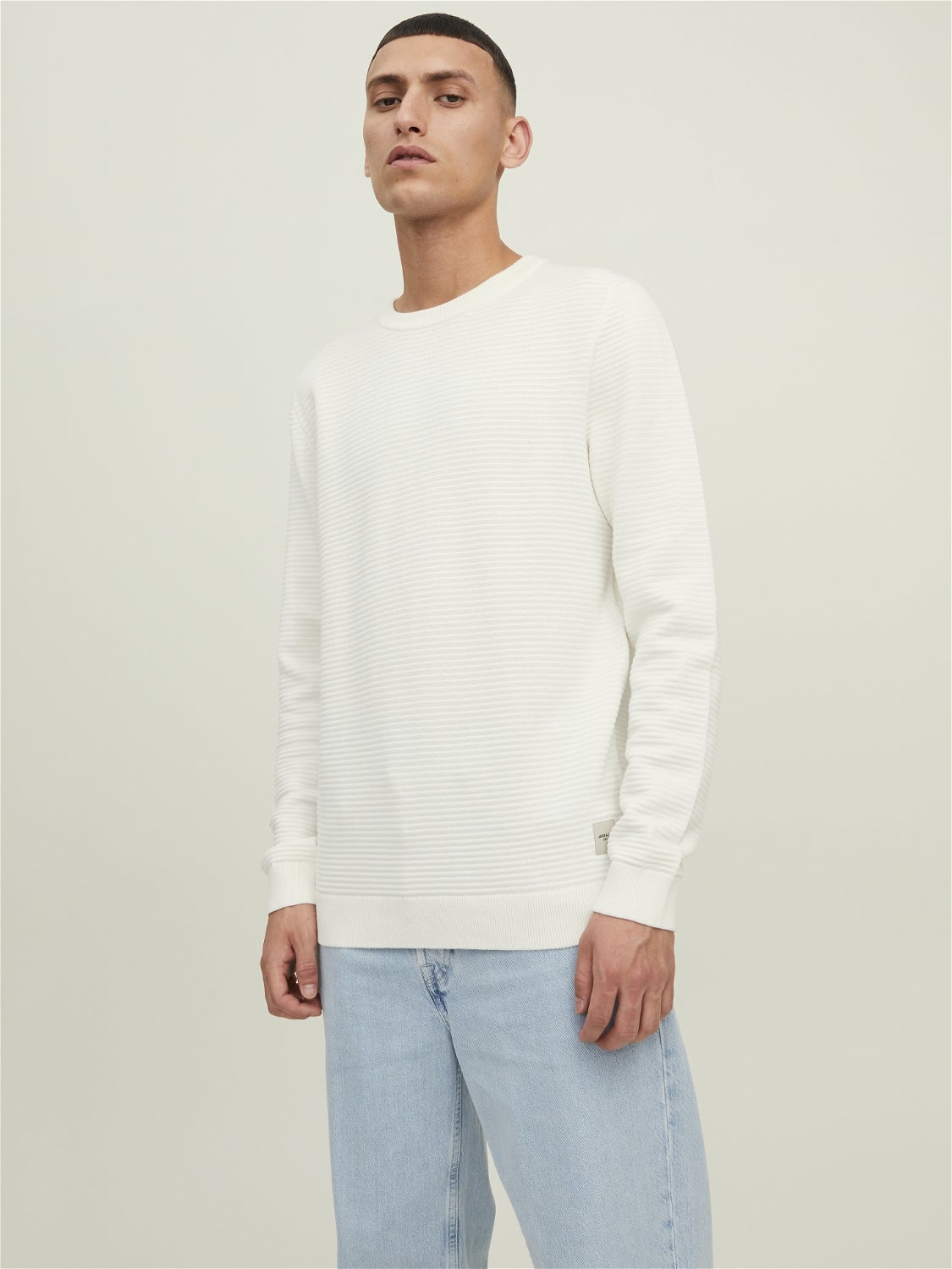 Crew neck Knitted Jumper | White | Jack 