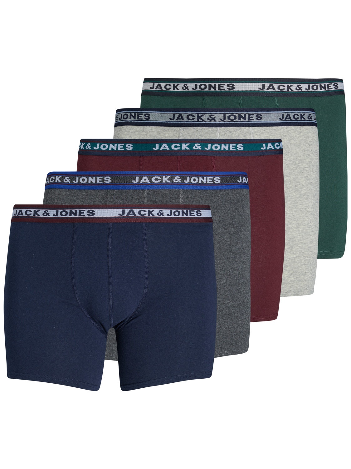 Jack & Jones Plus Size Paquete de 5 Boxers -Dark Grey Melange - 12211701