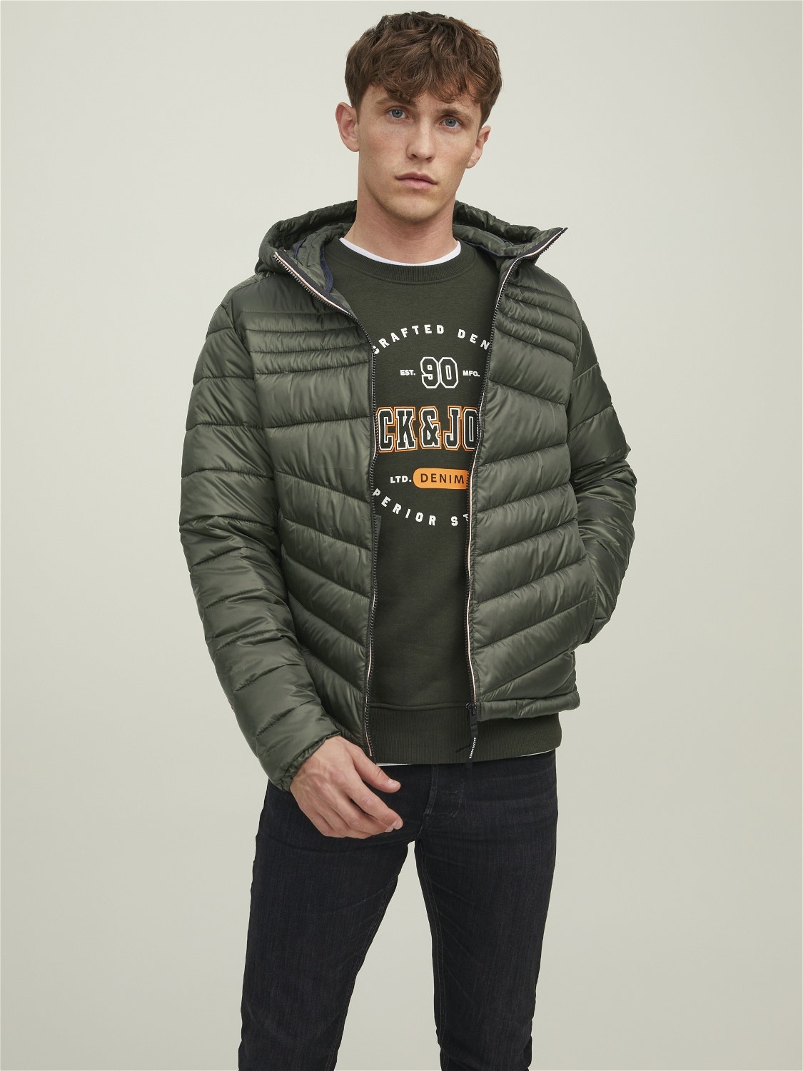 Lightweight hooded Puffer Jacket | Dark Green | Jack & Jones®