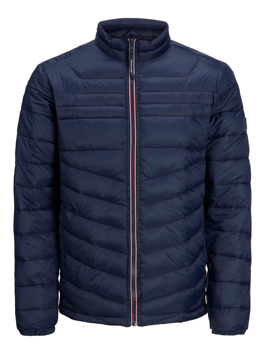 navy high neck puffer jacket