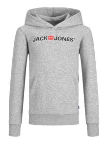 Jack & Jones Logo Hoodie For boys -Light Grey Melange - 12212186