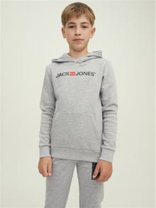 Jack & Jones Logo Kapuzenpullover Für jungs -Light Grey Melange - 12212186