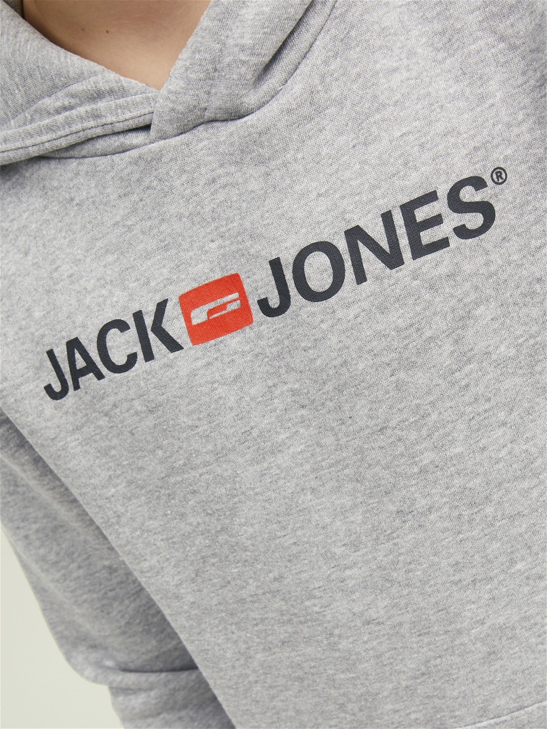 Jack & Jones Logo Hættetrøje Til drenge -Light Grey Melange - 12212186