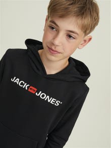 Jack & Jones Logo Hoodie For boys -Black - 12212186