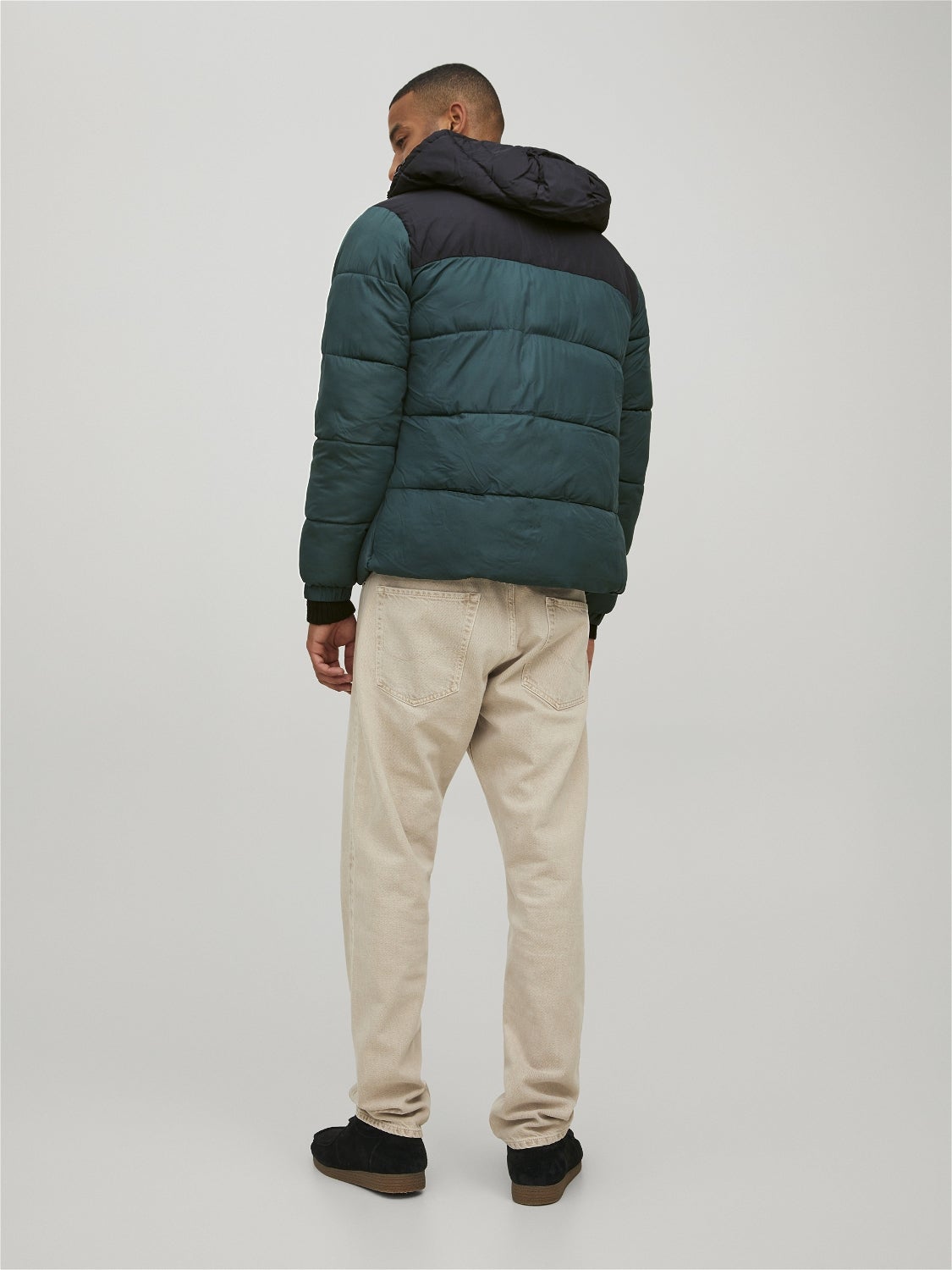 hooded nylon puffer coat