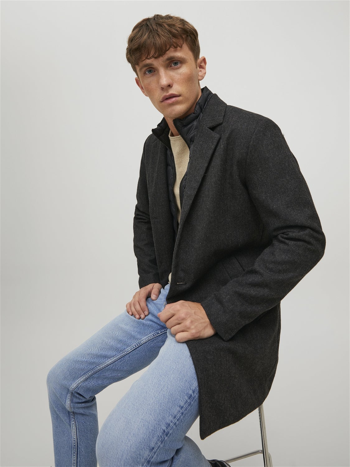 Jack and jones grey on sale coat